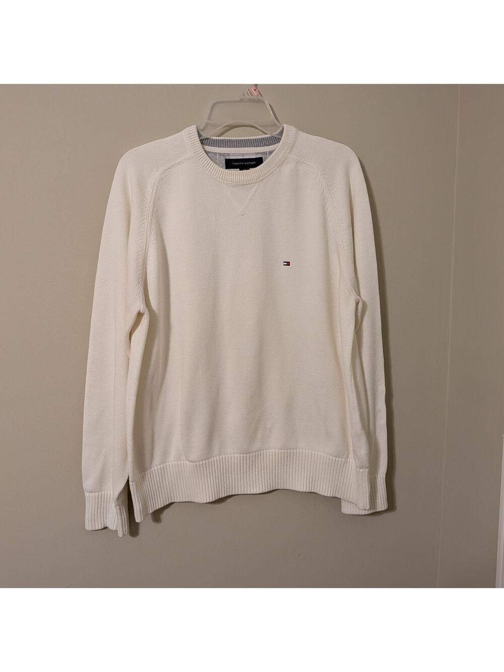 Tommy Hilfiger White Sweater With Logo Embroidery